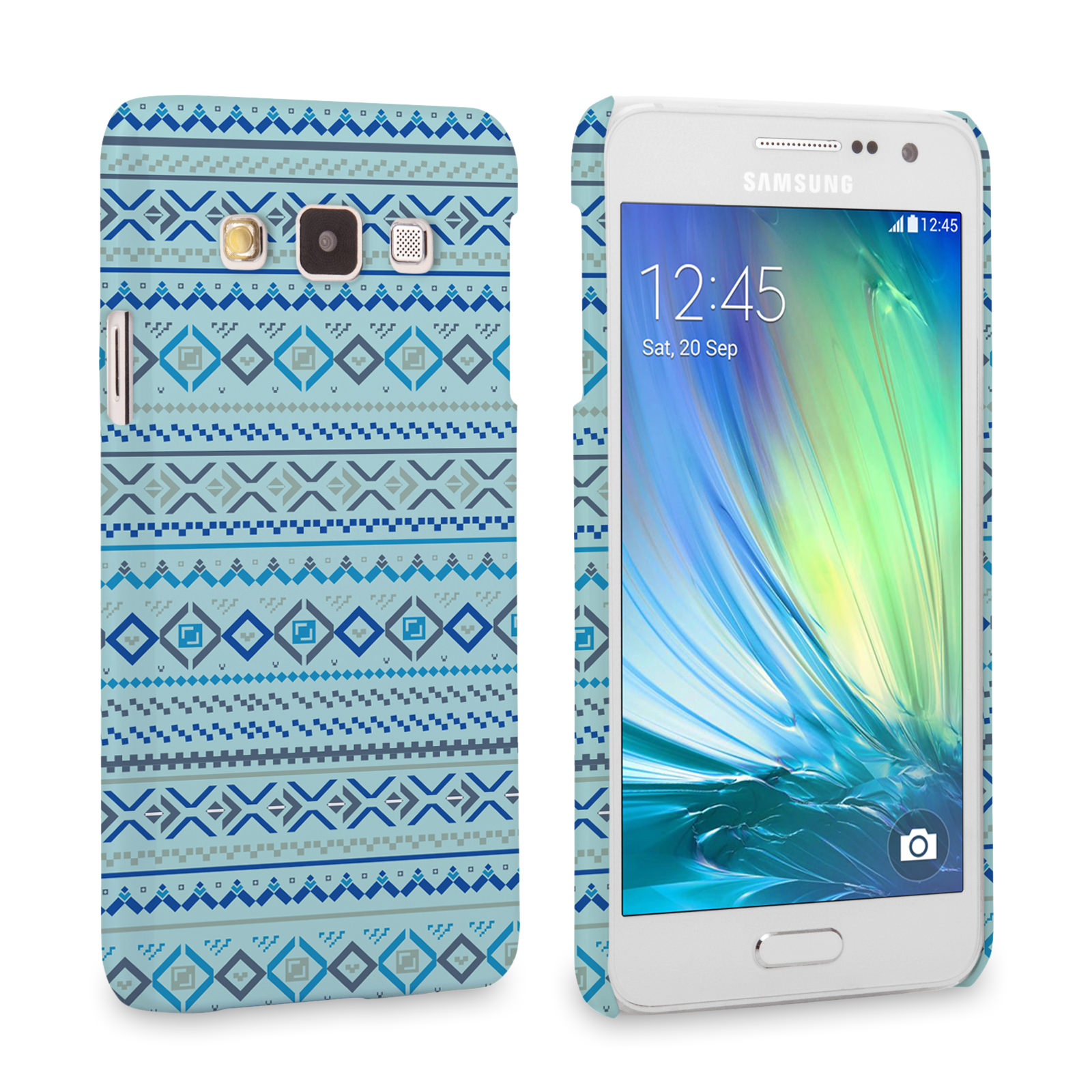 Caseflex Samsung Galaxy A3 Fairisle Case – Blue with Blue Background