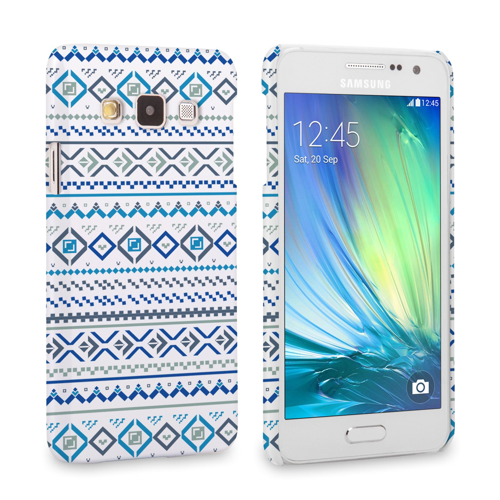 Caseflex Samsung Galaxy A3 Fairisle Case – Blue with White Background