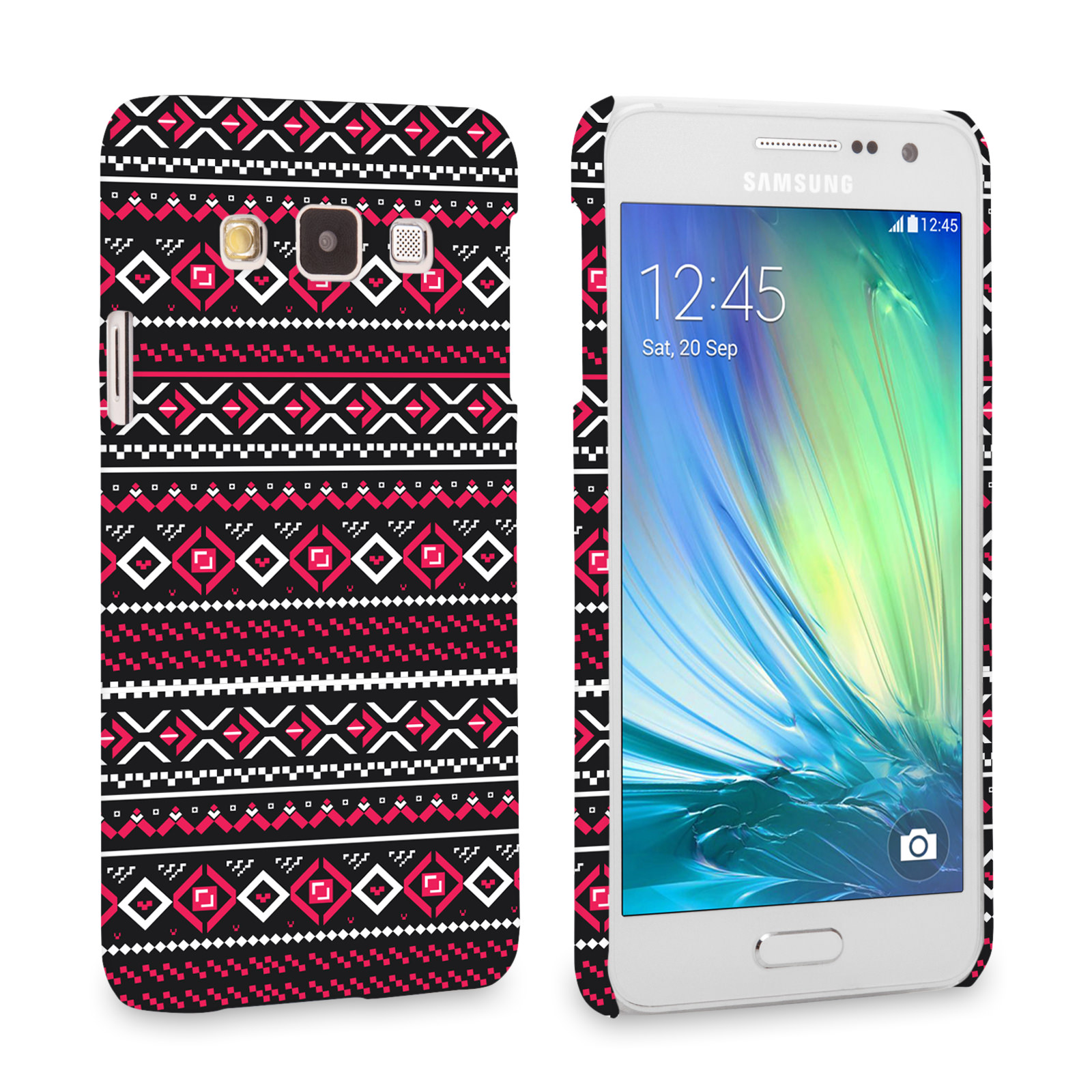 Caseflex Samsung Galaxy A3 Fairisle Case – Grey with Red Background