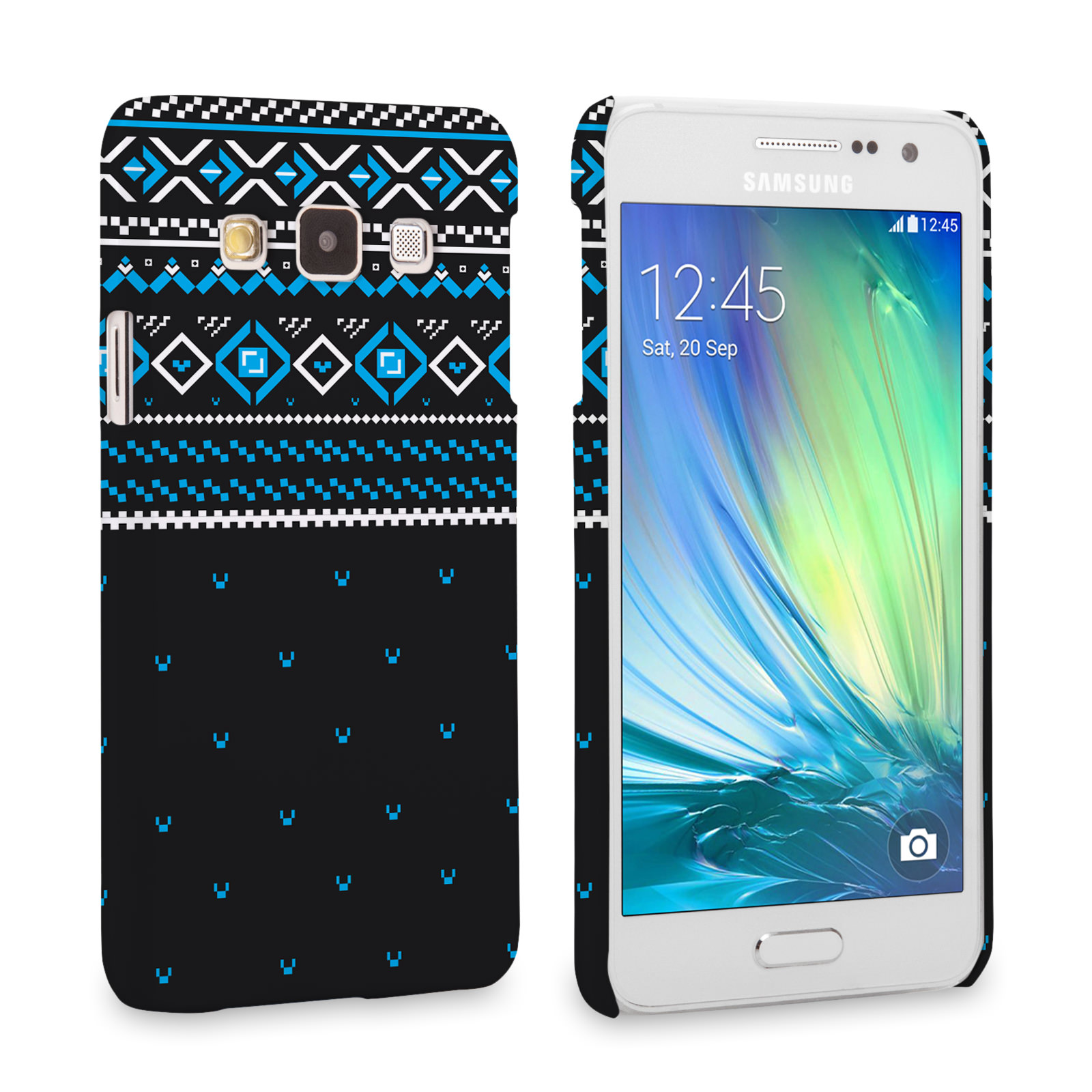 Caseflex Samsung Galaxy A3 Fairisle Case – Grey and Blue Half Pattern