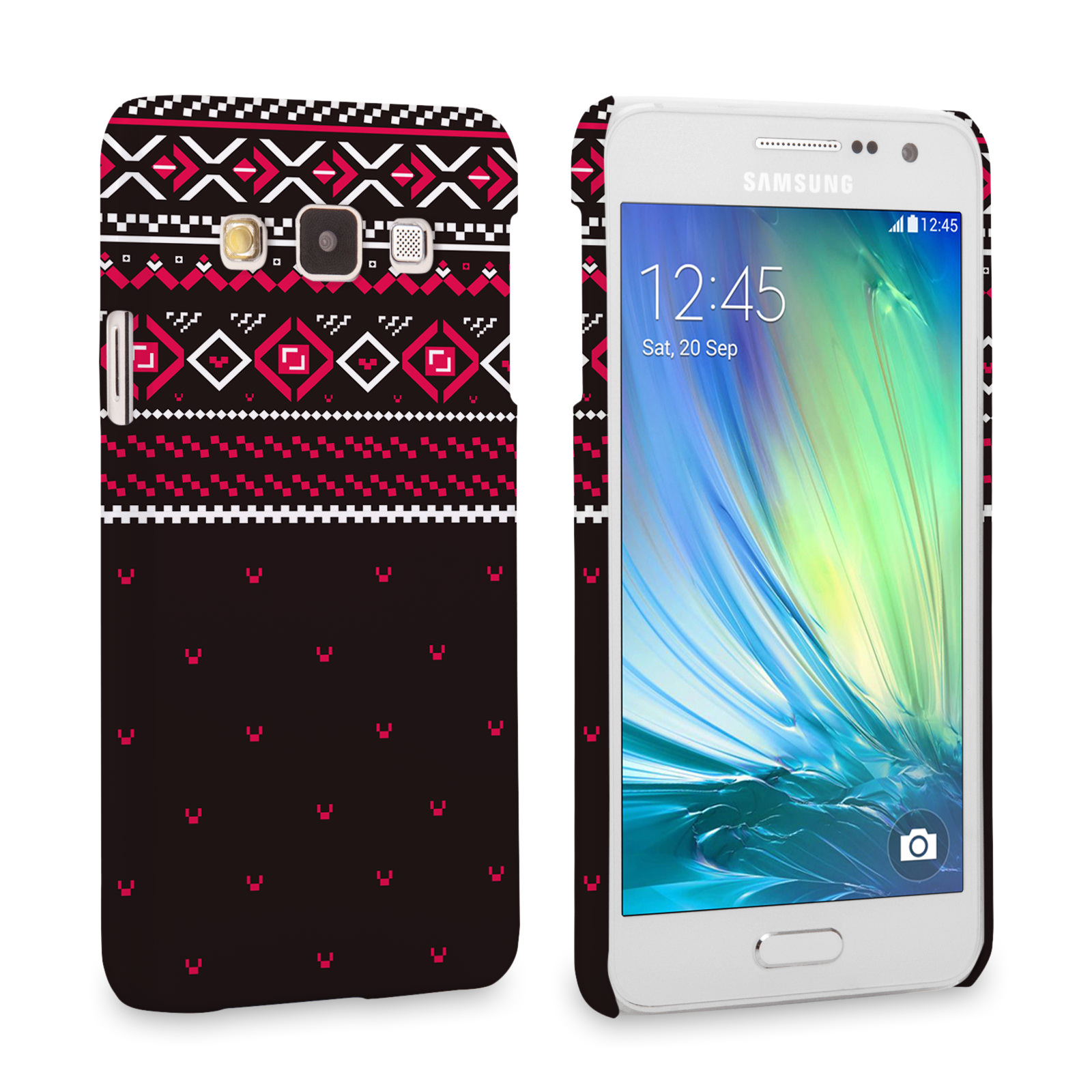 Caseflex Samsung Galaxy A3 Fairisle Case – Grey and Red Half Pattern