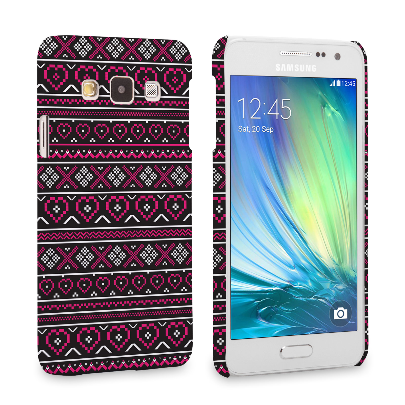 Caseflex Samsung Galaxy A3 Fairisle Case – Pink and Black