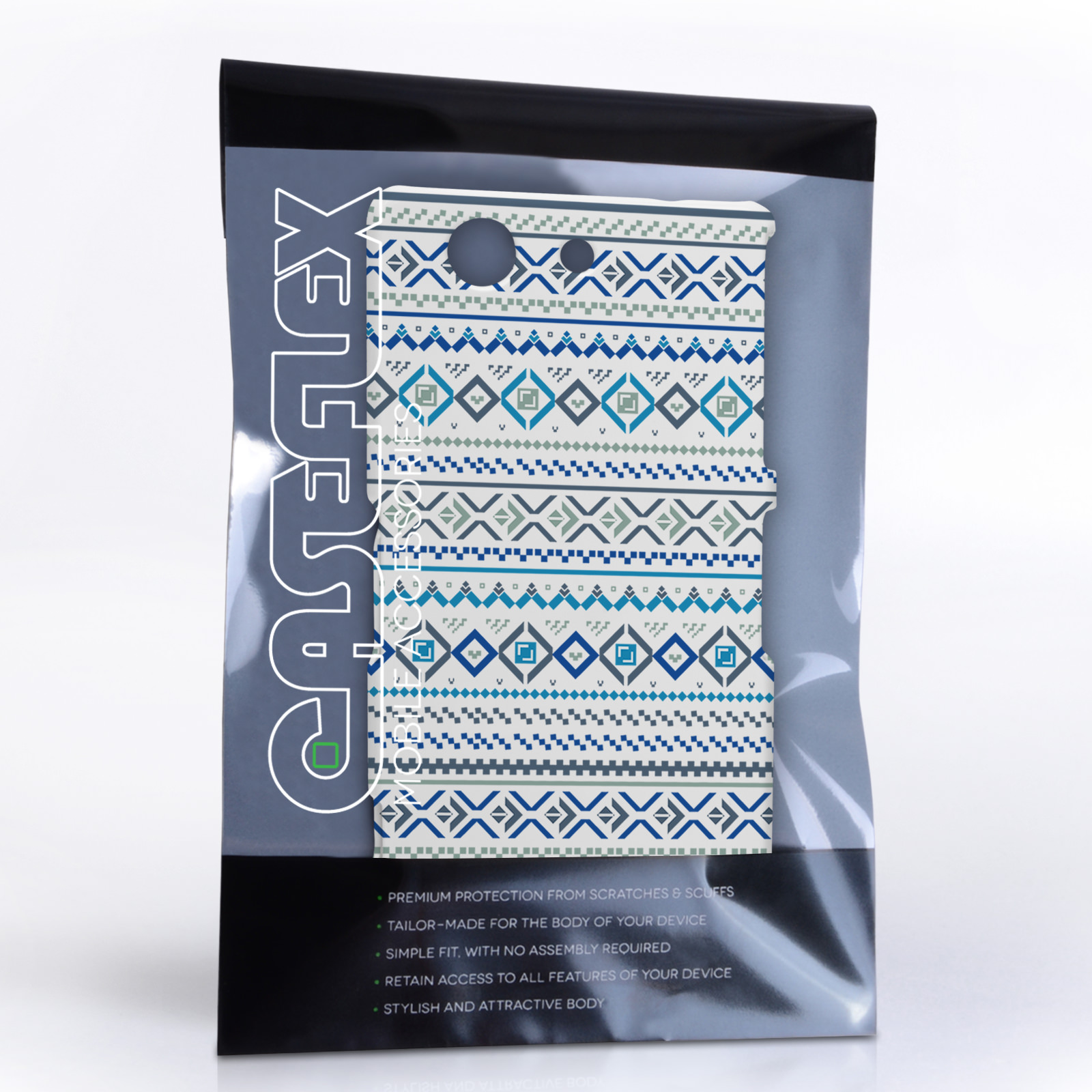 Caseflex Sony Xperia Z3 Compact Fairisle Case – Blue with White Background