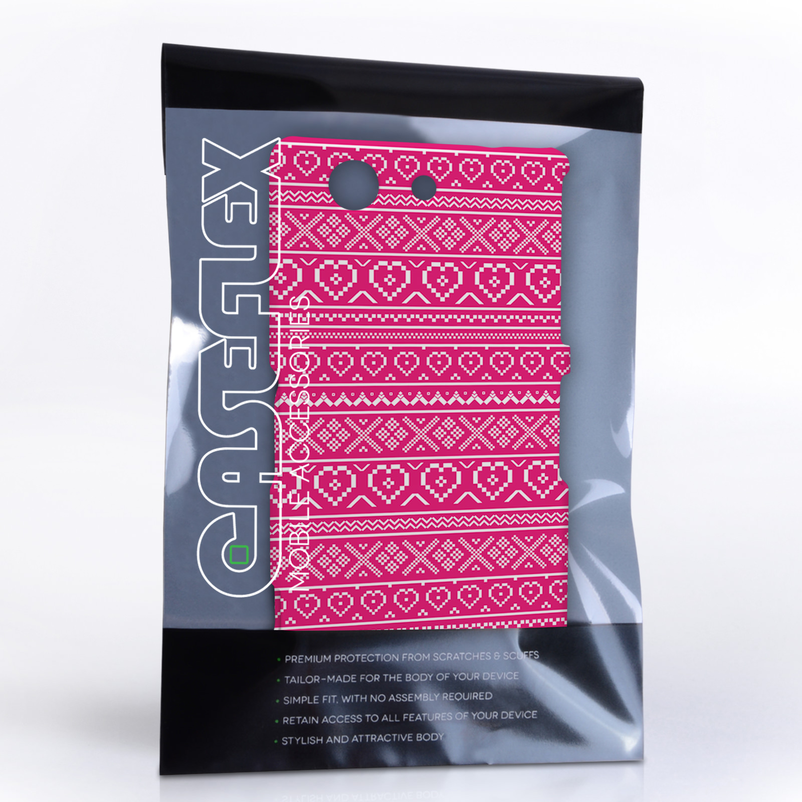 Caseflex Sony Xperia Z3 Compact Fairisle Case – Pink and White