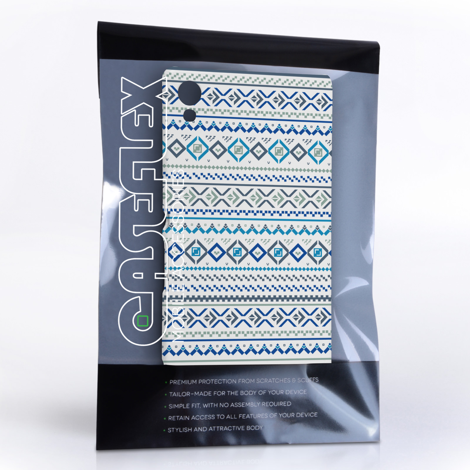 Caseflex Sony Xperia Z3+ Fairisle Case – Blue with White Background