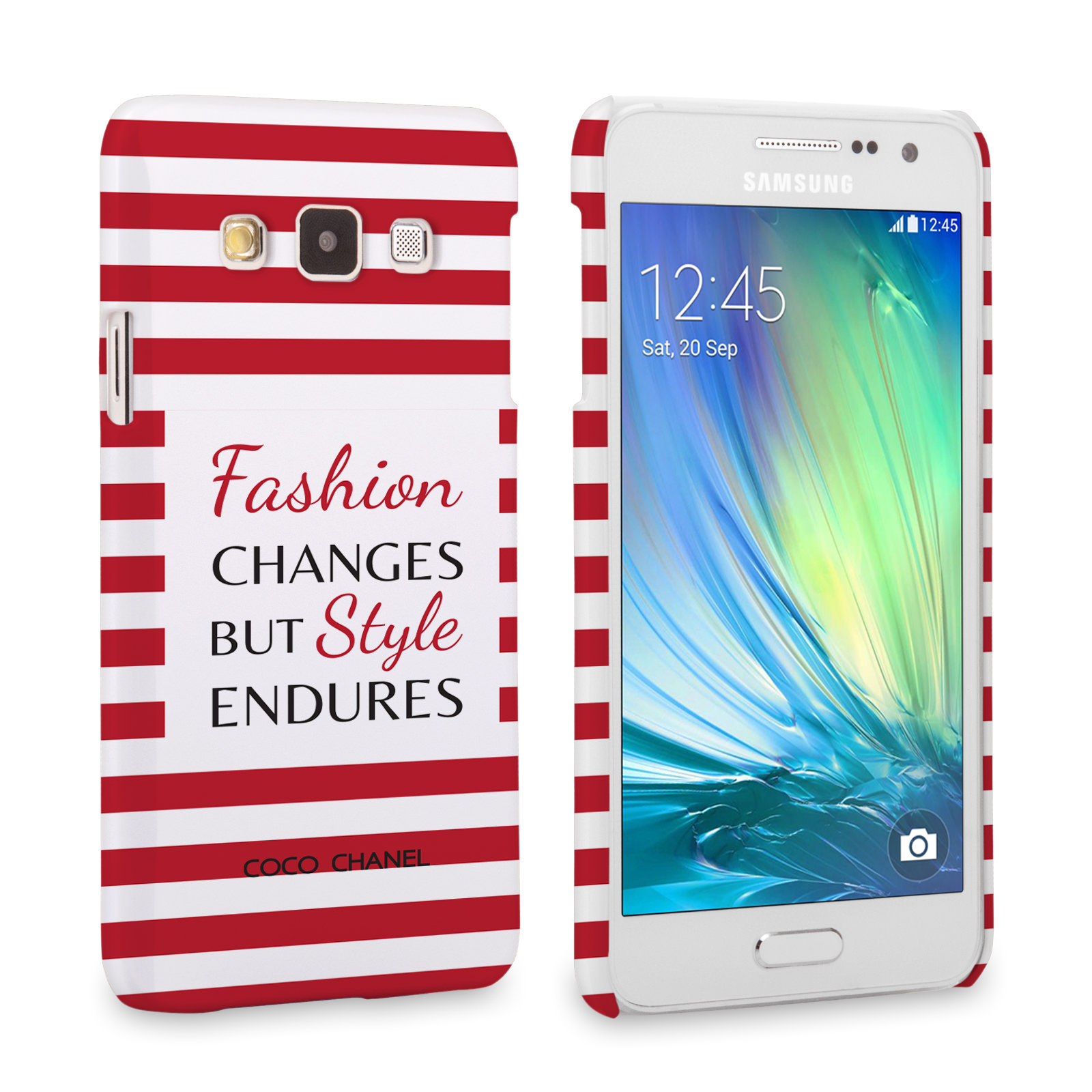 Caseflex Samsung Galaxy A3 Chanel ‘Fashion Changes’ Quote Case – Red and White