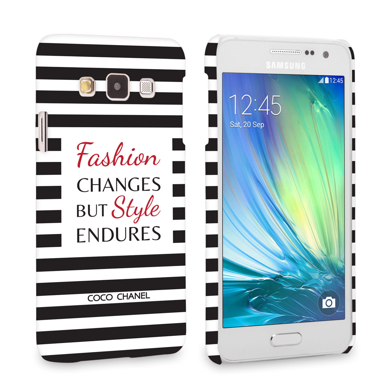 Caseflex Samsung Galaxy A3 Chanel ‘Fashion Changes’ Quote Case – Black and White