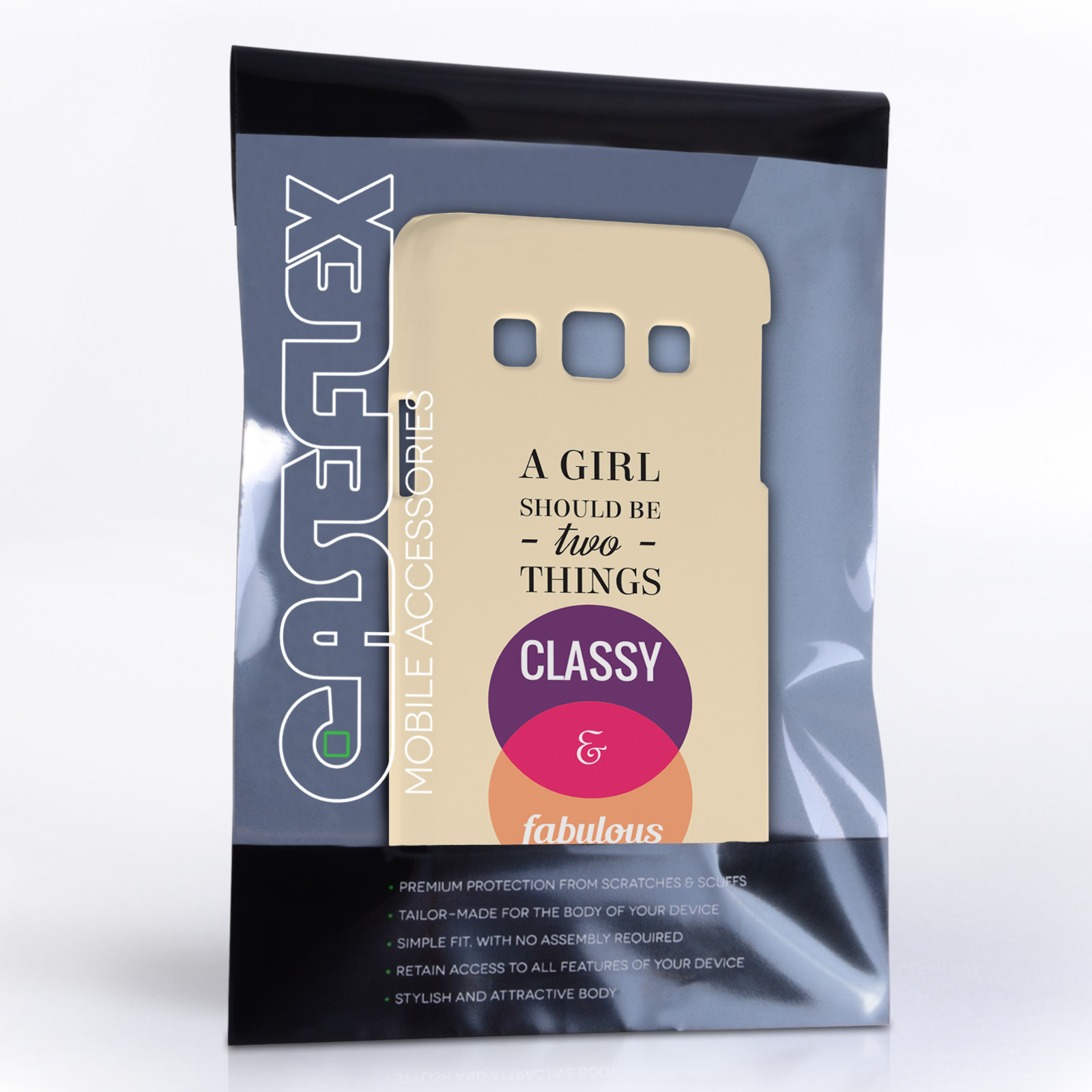 Caseflex Samsung Galaxy A3 Chanel ‘Classy and Fabulous’ Quote Case
