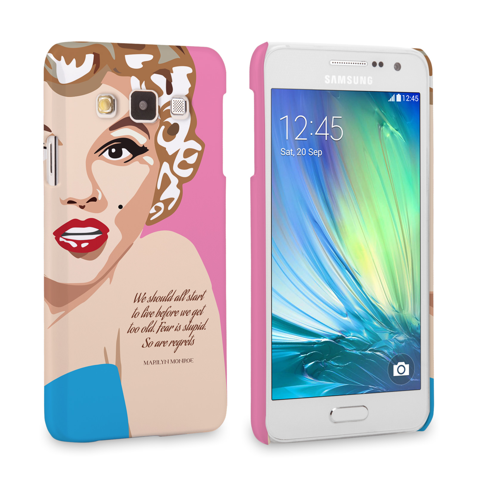 Caseflex Samsung Galaxy A3 Marilyn Monroe ‘Fear is Stupid’ Quote Case
