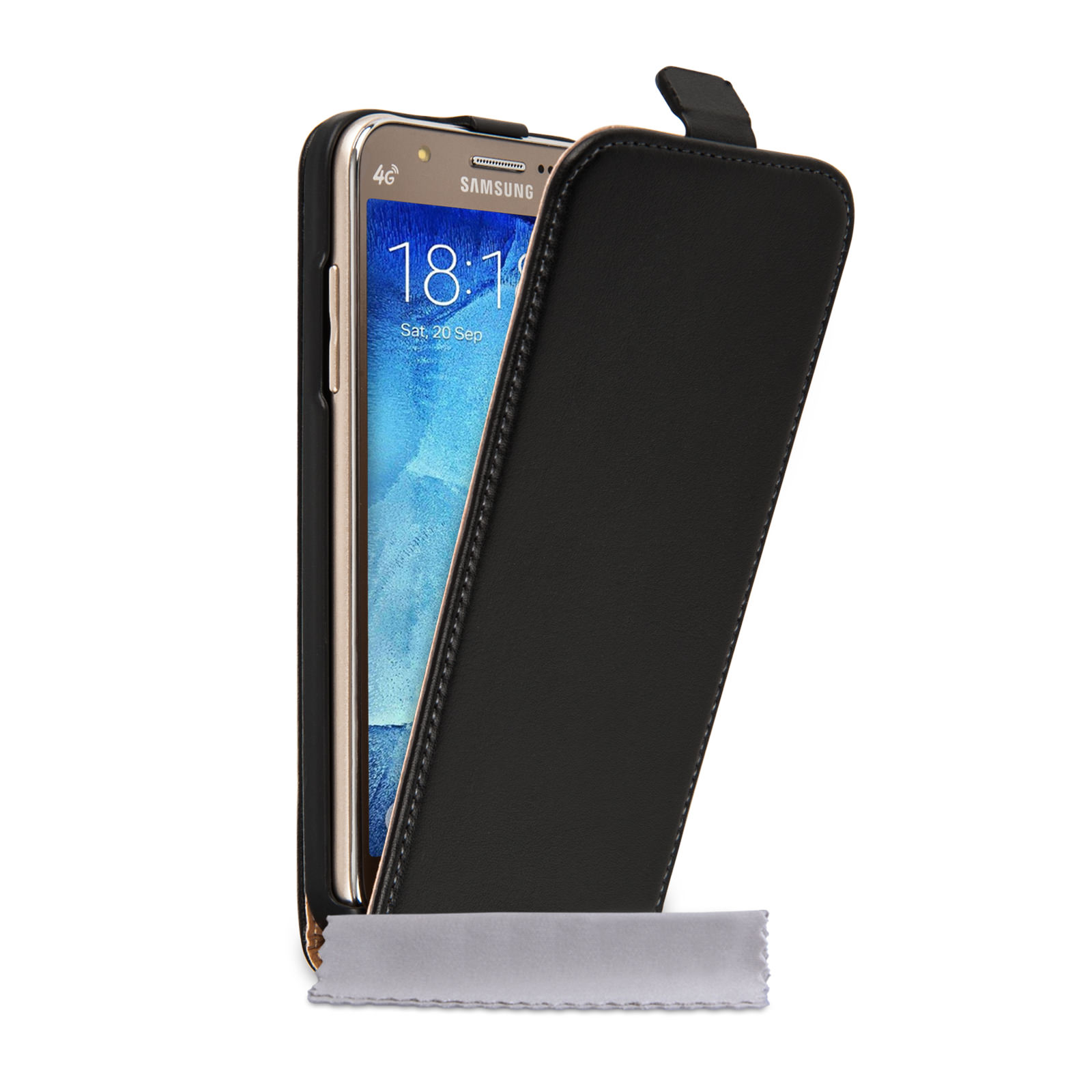 Caseflex Samsung Galaxy J5 Real Leather Flip Case - Black