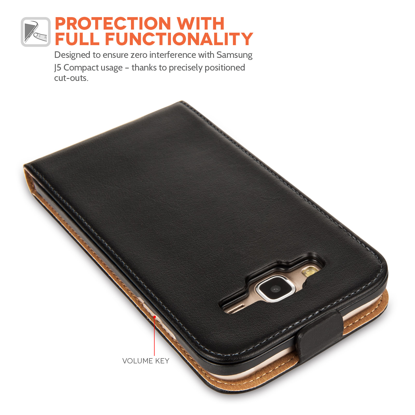 Caseflex Samsung Galaxy J5 Real Leather Flip Case - Black
