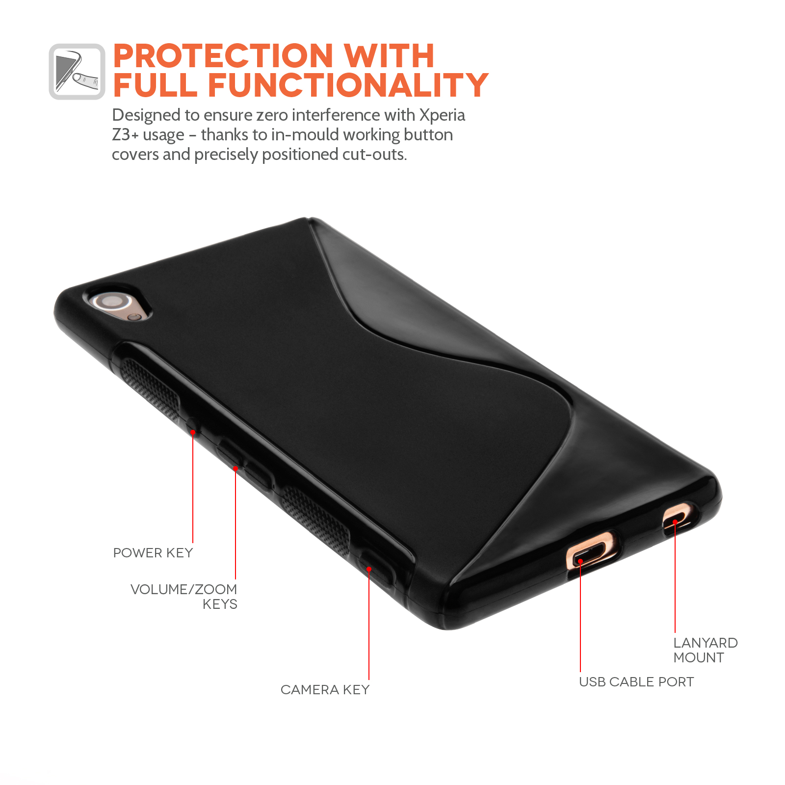Caseflex Sony Xperia Z3+ Silicone Gel S-Line Case - Black