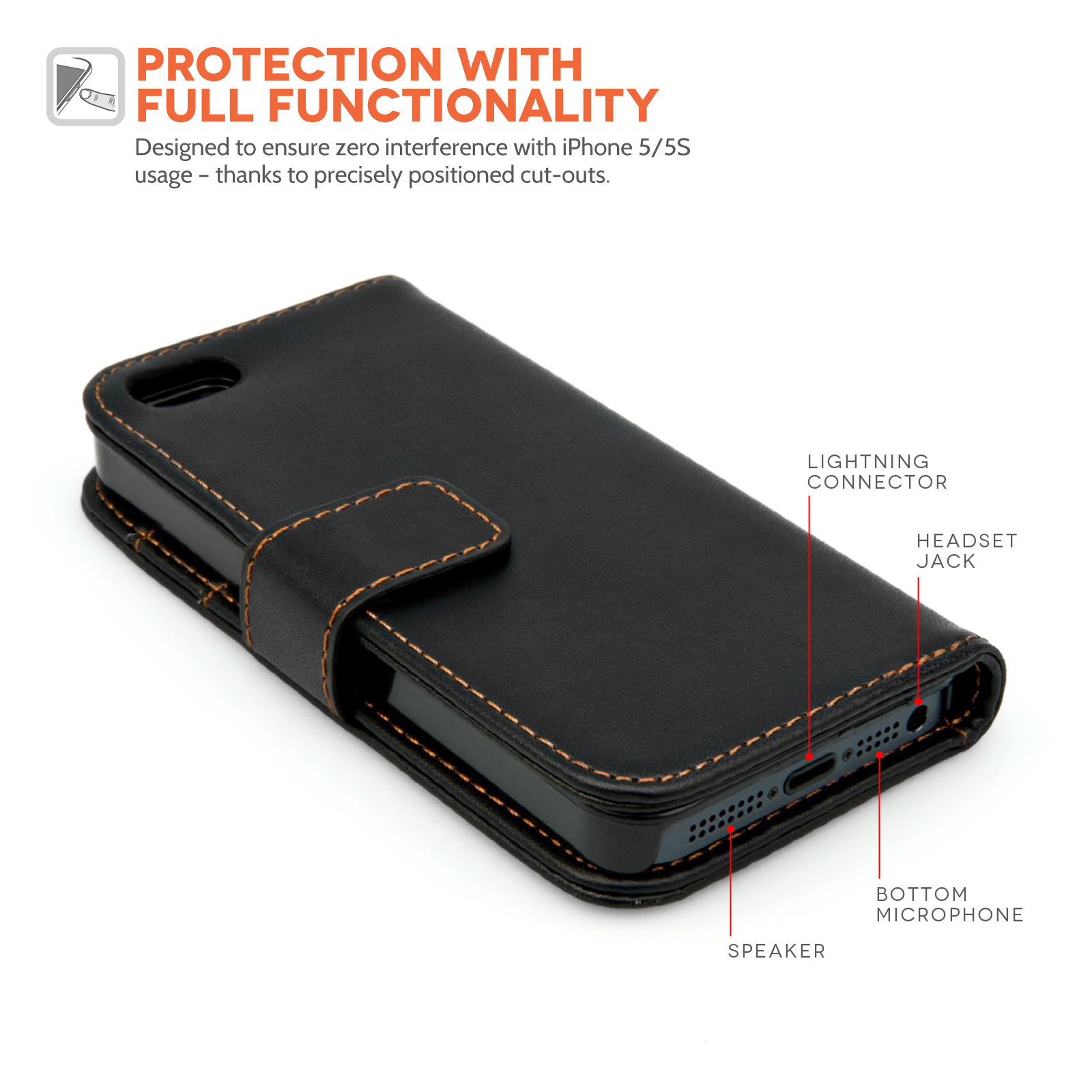 YouSave Accessories iPhone 5 / 5S Leather Effect Wallet Case - Black