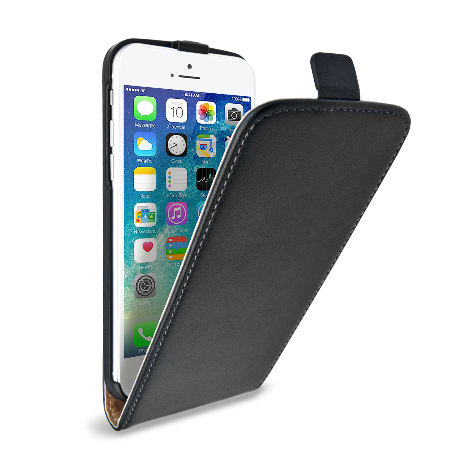Caseflex iPhone 6 and 6s Real Leather Flip Case - Black