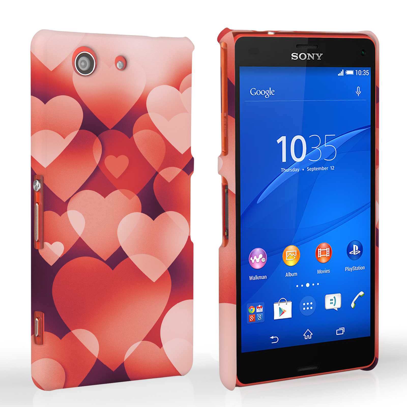 Caseflex Sony Xperia Z3 Compact Shimmering Hearts Case - Red