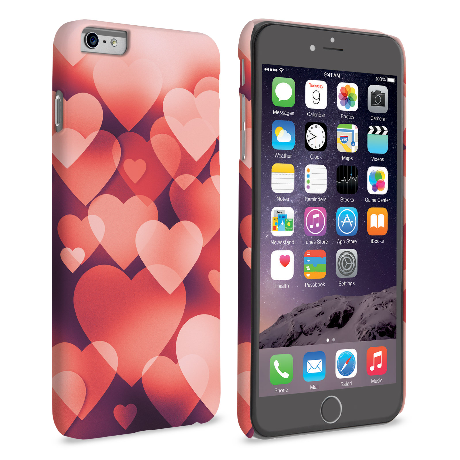 Caseflex iPhone 6 Plus and 6s Plus Shimmering Hearts Case - Red