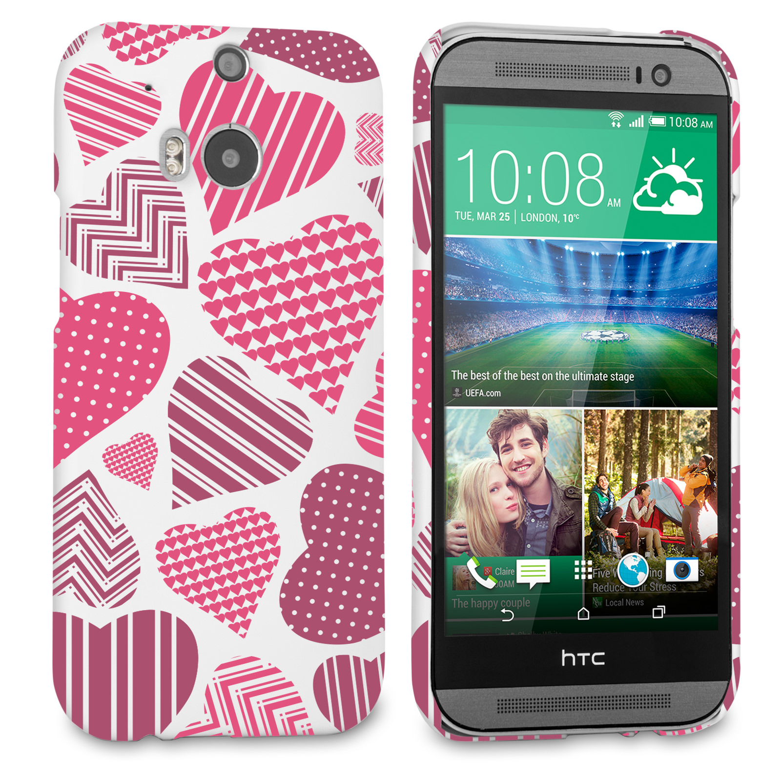Caseflex HTC One M8 Love Heart Pattern Case