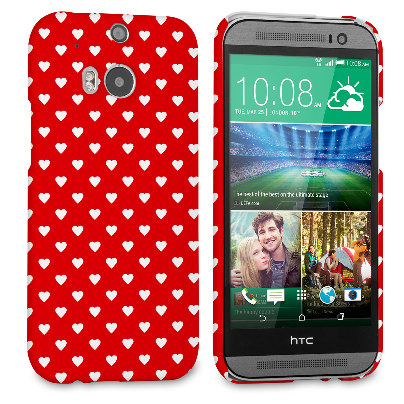 Caseflex HTC One M8 Cute Hearts Case - Red