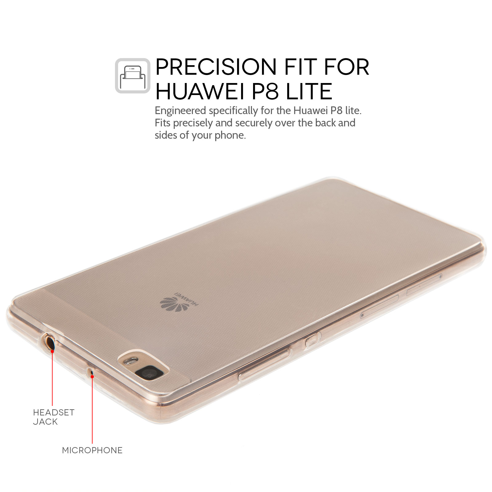 Yousave Accessories Huawei P8 Lite 0.6mm Clear Gel Case