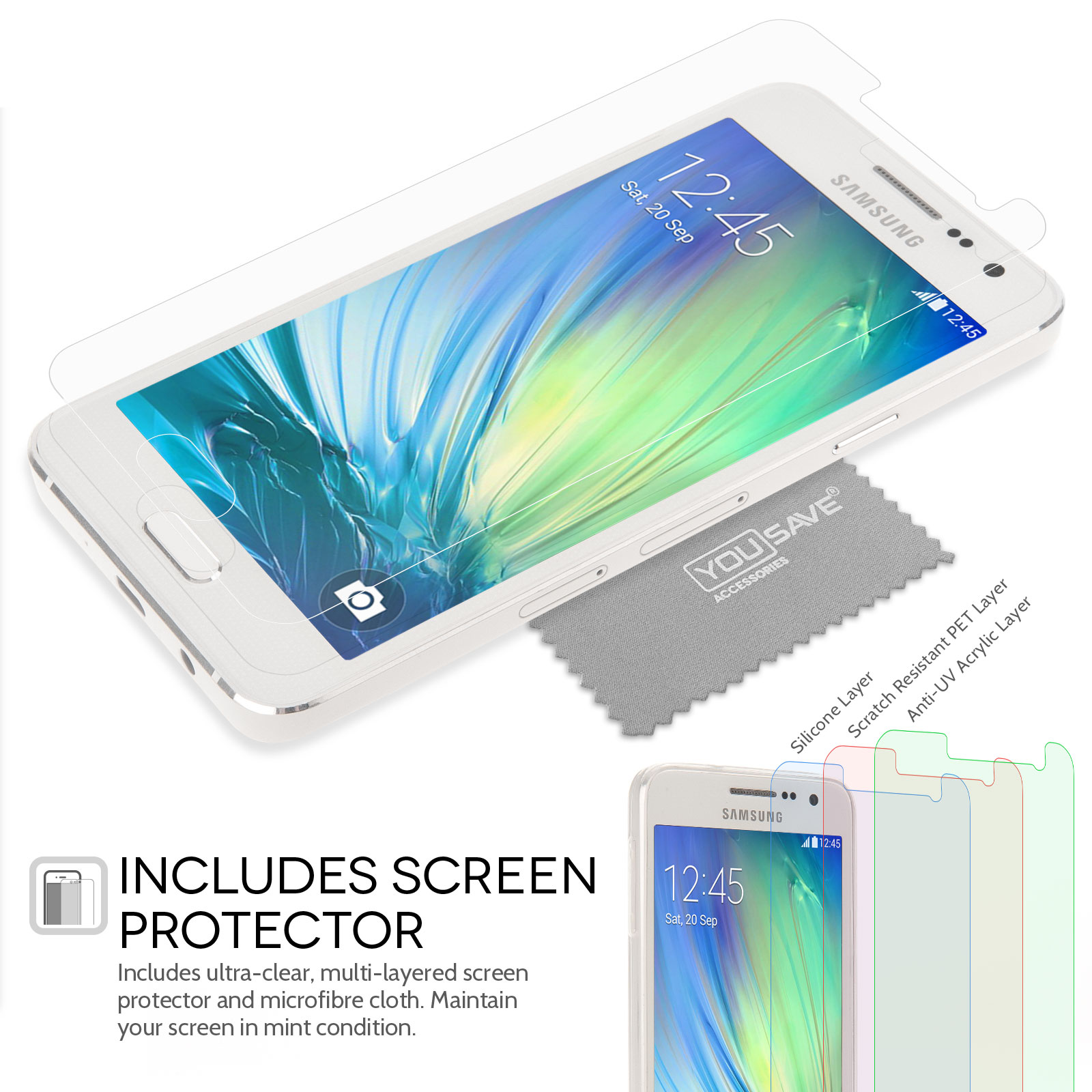 Yousave Accessories Samsung Galaxy A3 (2016) 0.6mm Clear Gel Case