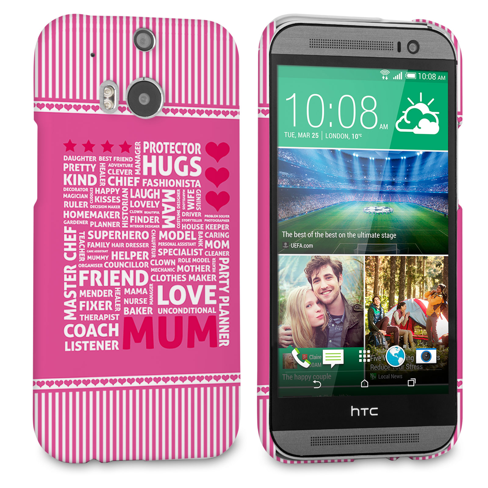 Caseflex HTC One M8 Mum Word Collage Hard Case – Pink