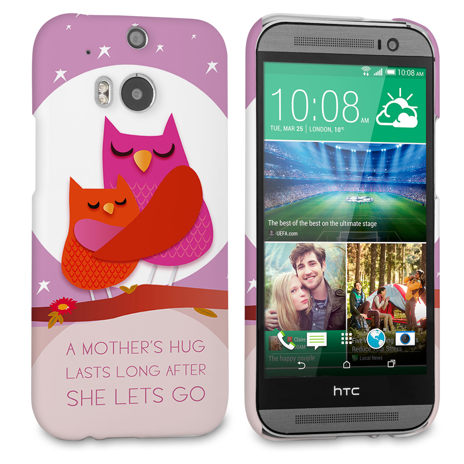 Caseflex HTC One M8 Mummy Owl Hard Case – Purple and Pink