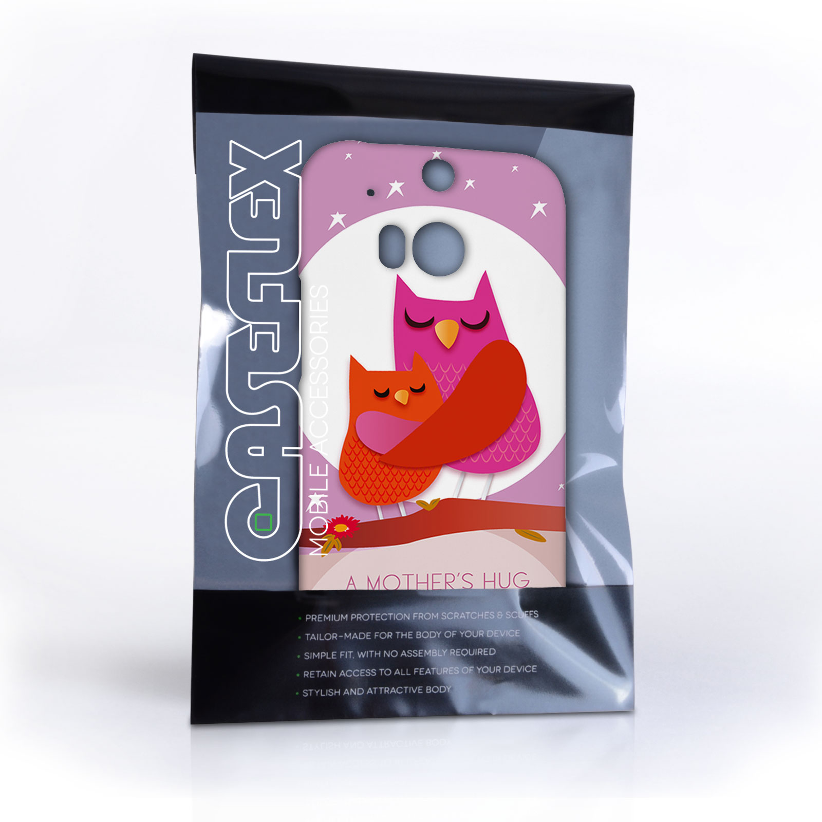Caseflex HTC One M8 Mummy Owl Hard Case – Purple and Pink