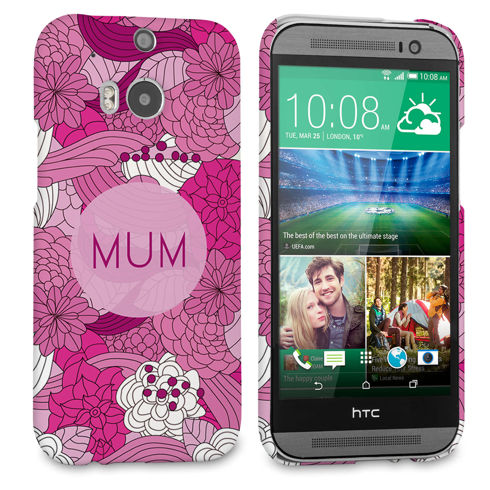 Caseflex HTC One M8 Retro Swirl Mum Case – Pink