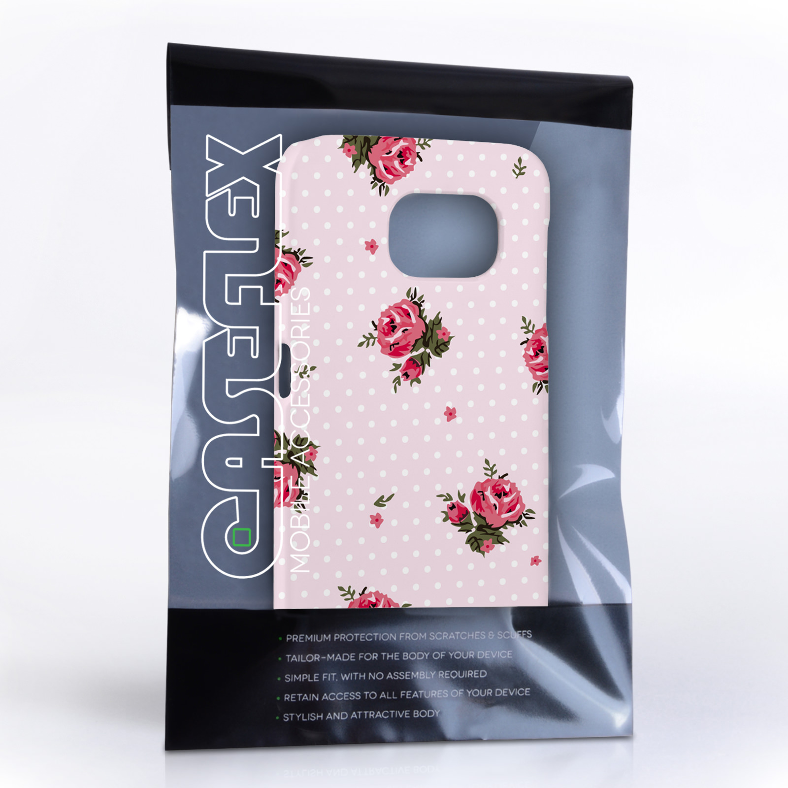 Caseflex Samsung Galaxy S6 Vintage Roses Polka Dot Wallpaper Hard Case – Pink