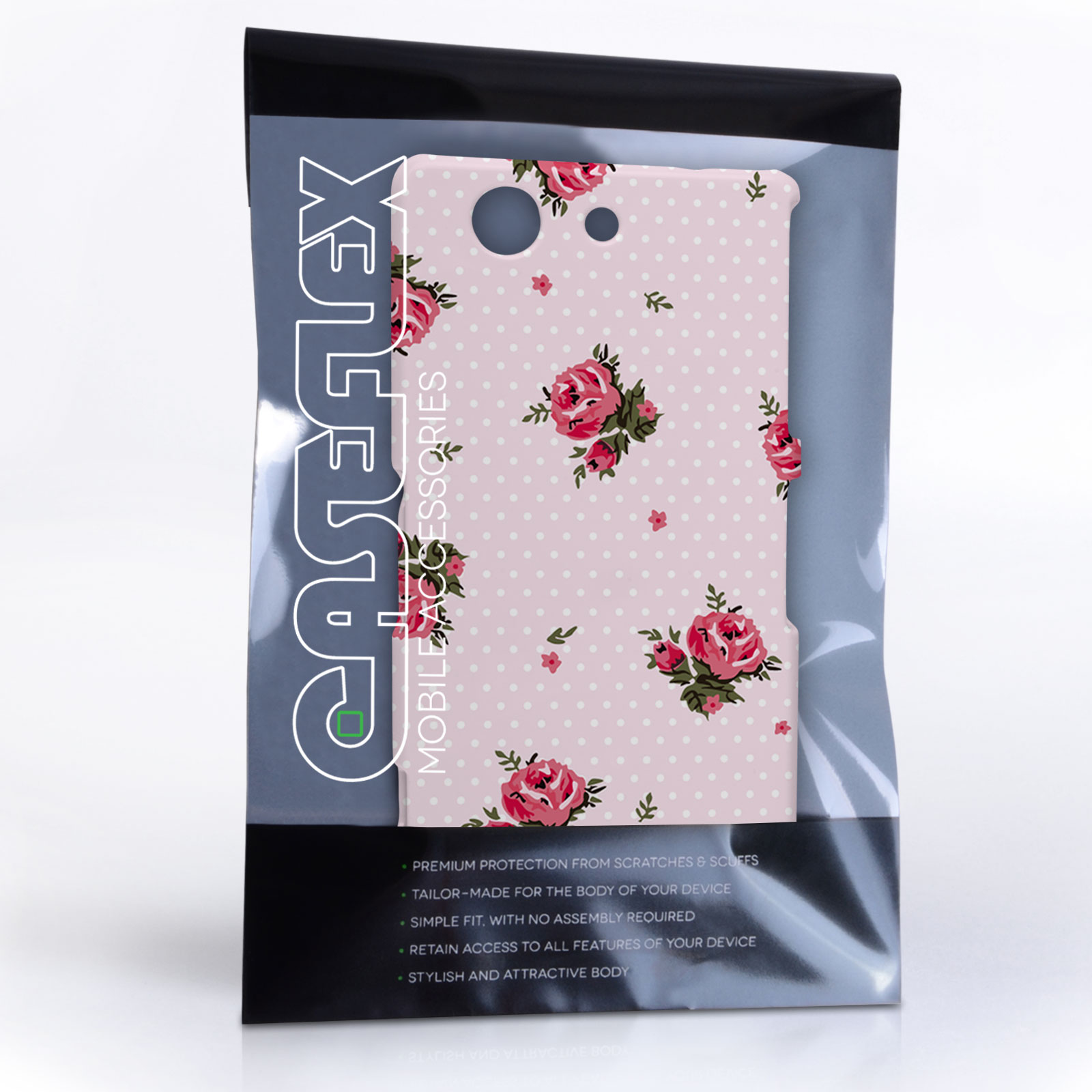 Caseflex Sony Xperia Z3 Compact Vintage Roses Polka Dot Wallpaper Hard Case – Pink