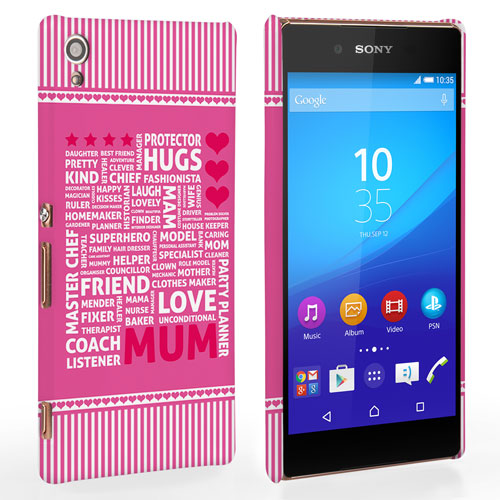 Caseflex Sony Xperia Z3 Plus Mum Word Collage Hard Case – Pink