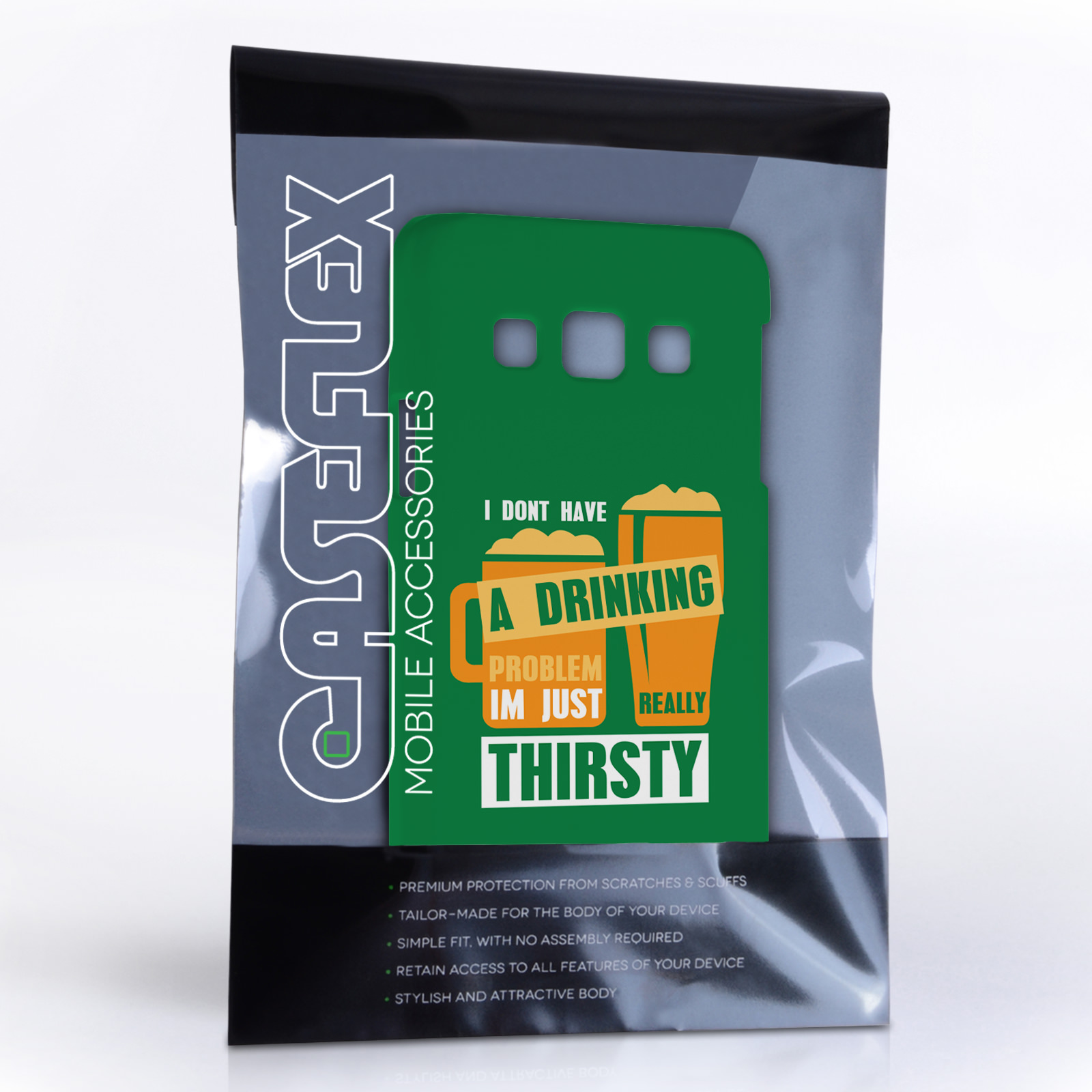 Caseflex Samsung Galaxy A3 ‘Really Thirsty’ Quote Hard Case – Green