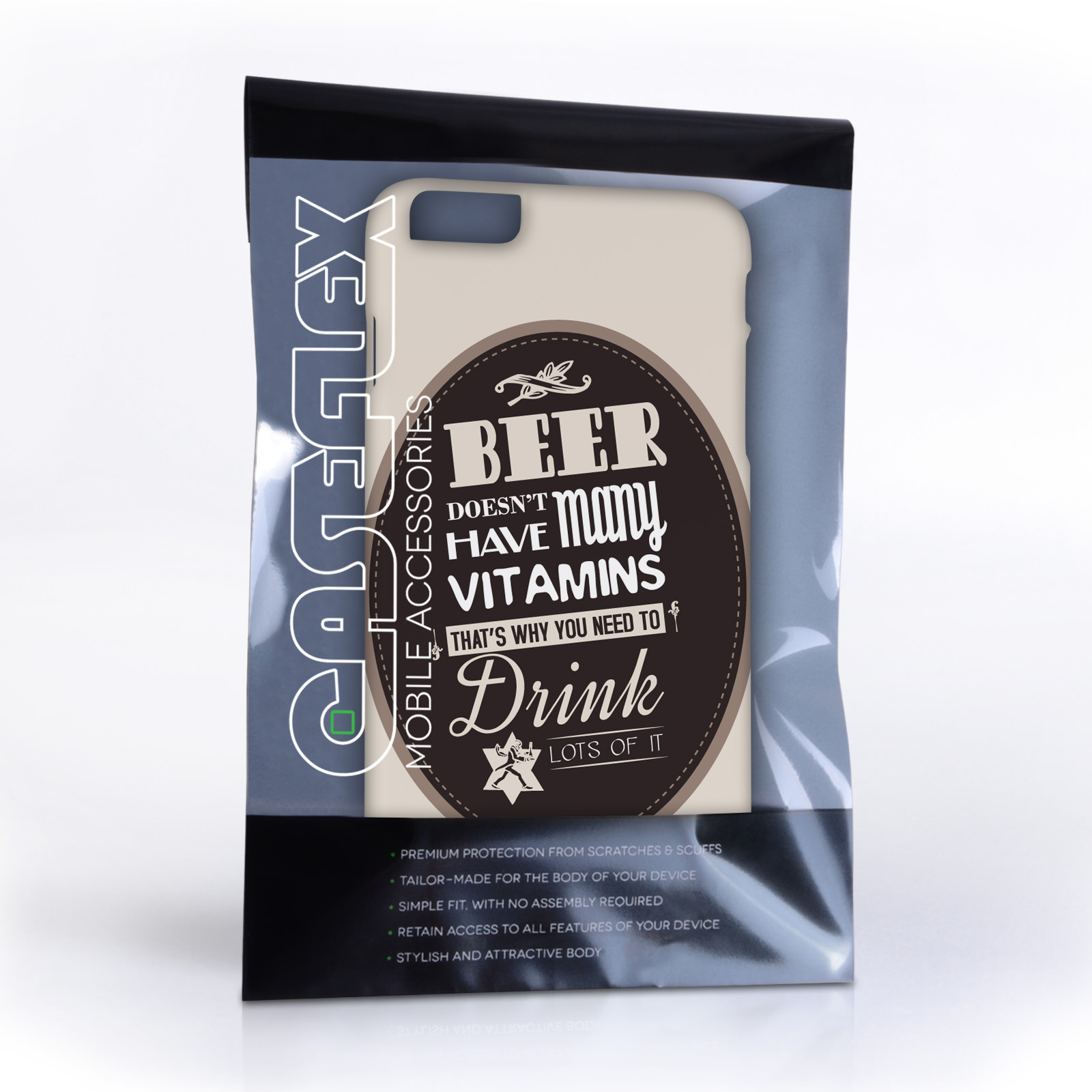 Caseflex iPhone 6 Plus and 6s Plus Beer Label Quote Hard Case – Brown