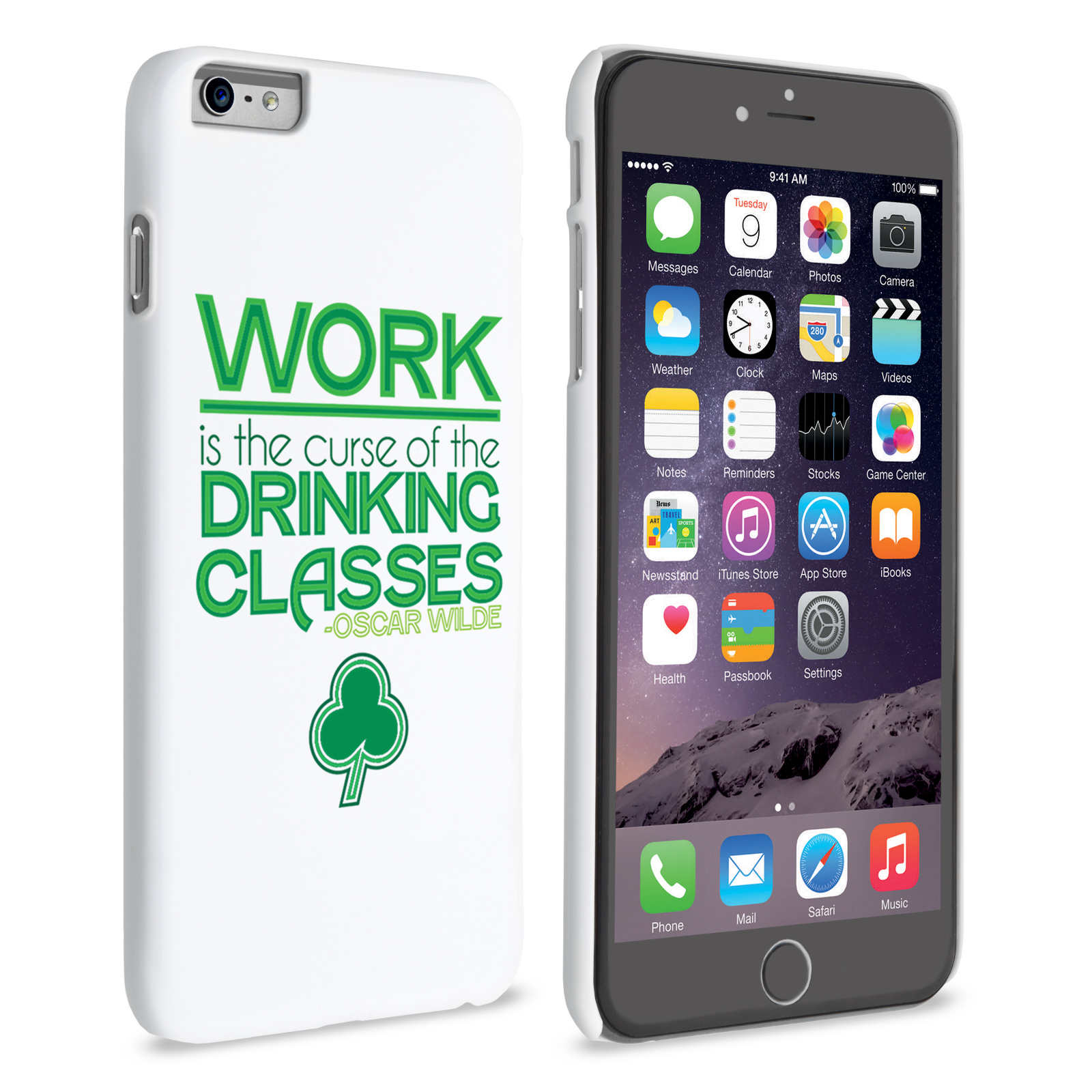 Caseflex iPhone 6 Plus and 6s Plus Wilde Drinking Classes Quote Hard Case – White and Green