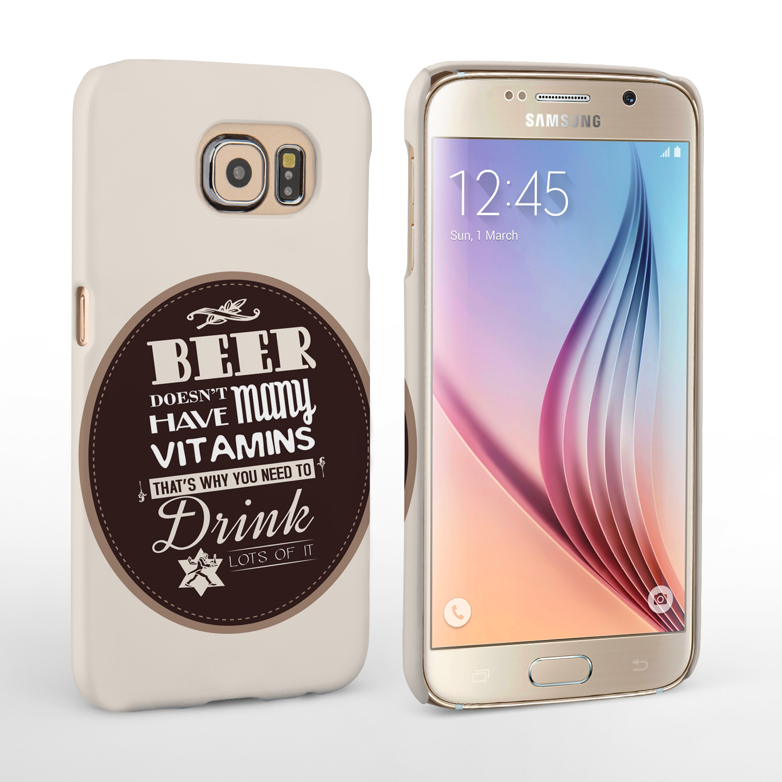 Caseflex Samsung Galaxy S6 Beer Label Quote Hard Case – Brown