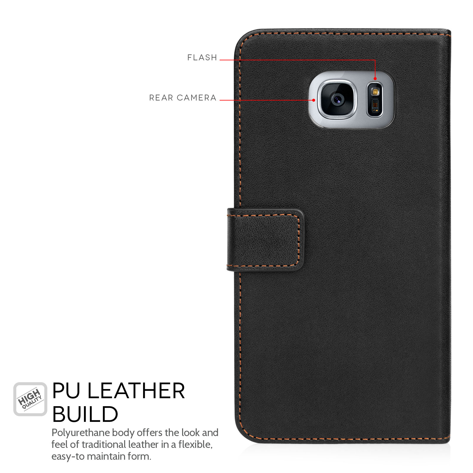 Yousave Accessories Samsung Galaxy S7 Edge Leather-Effect Wallet Case - Black