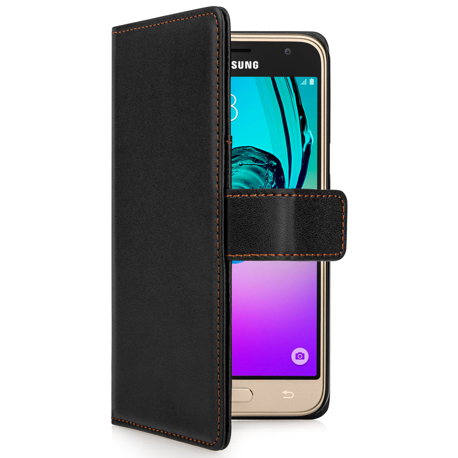 Yousave Accessories Samsung Galaxy J3 Leather-Effect Wallet Case - Black