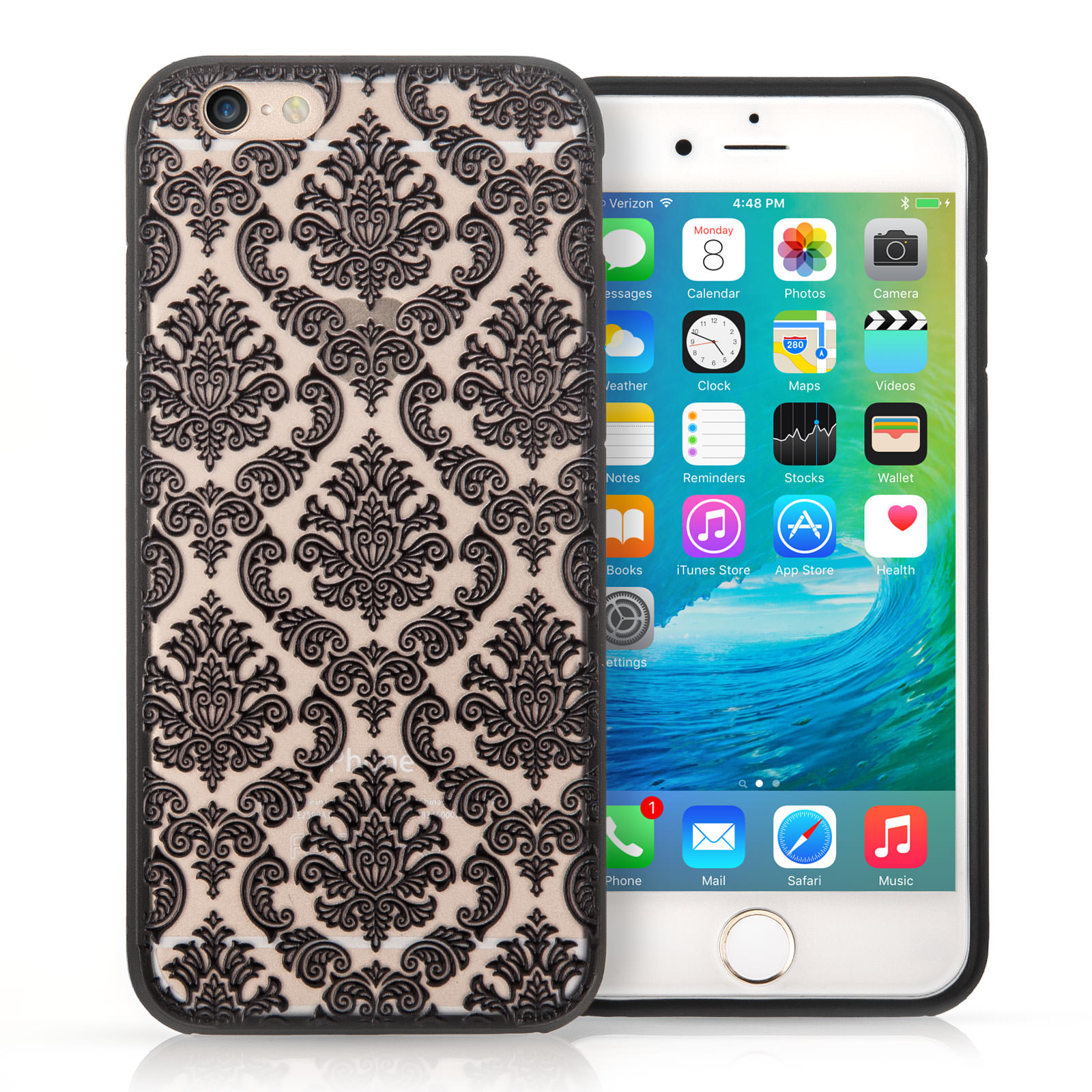 Yousave Accessories iPhone 6 and 6s TPU Patterned Hard Case - Damask Black