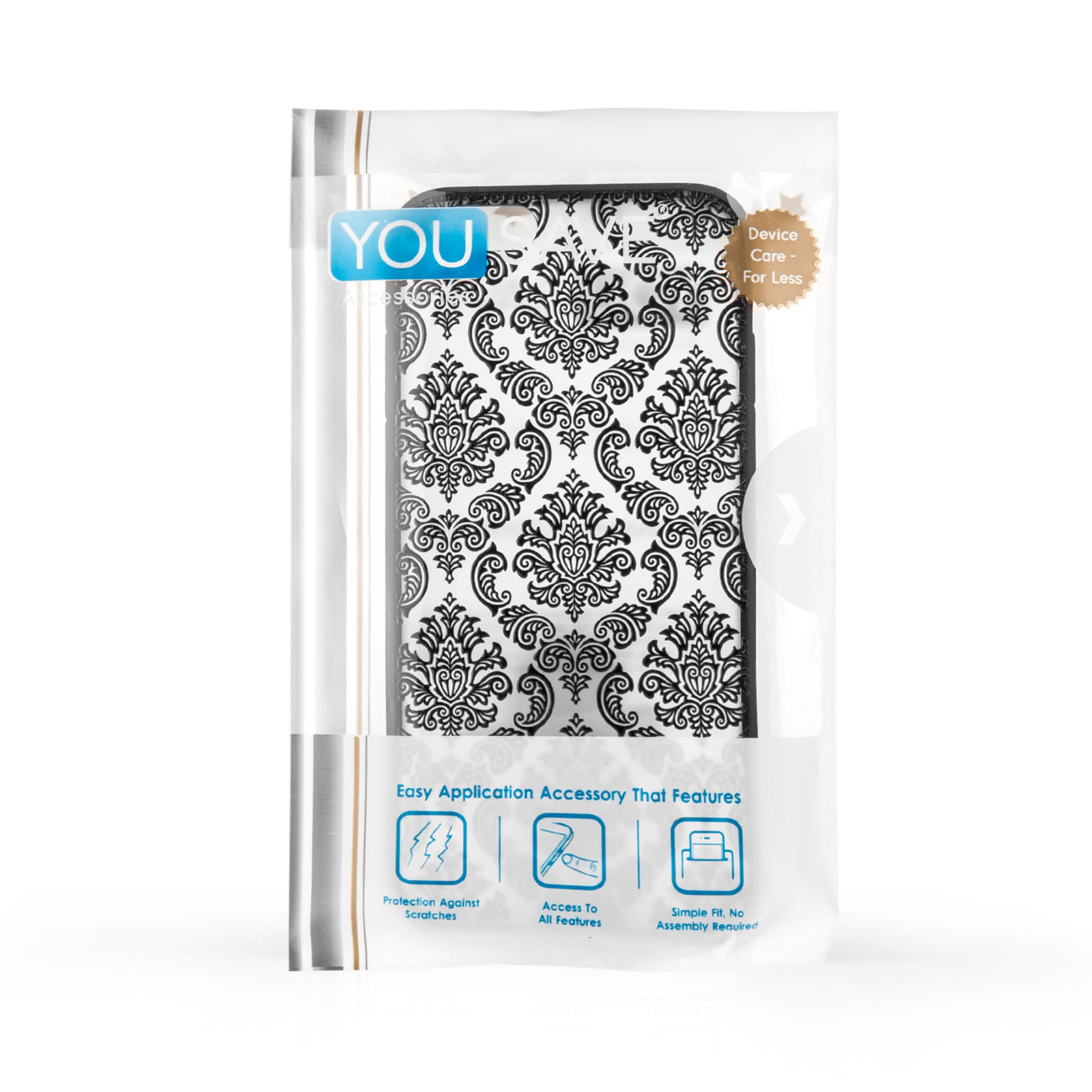 Yousave Accessories iPhone 6 and 6s TPU Patterned Hard Case - Damask Black