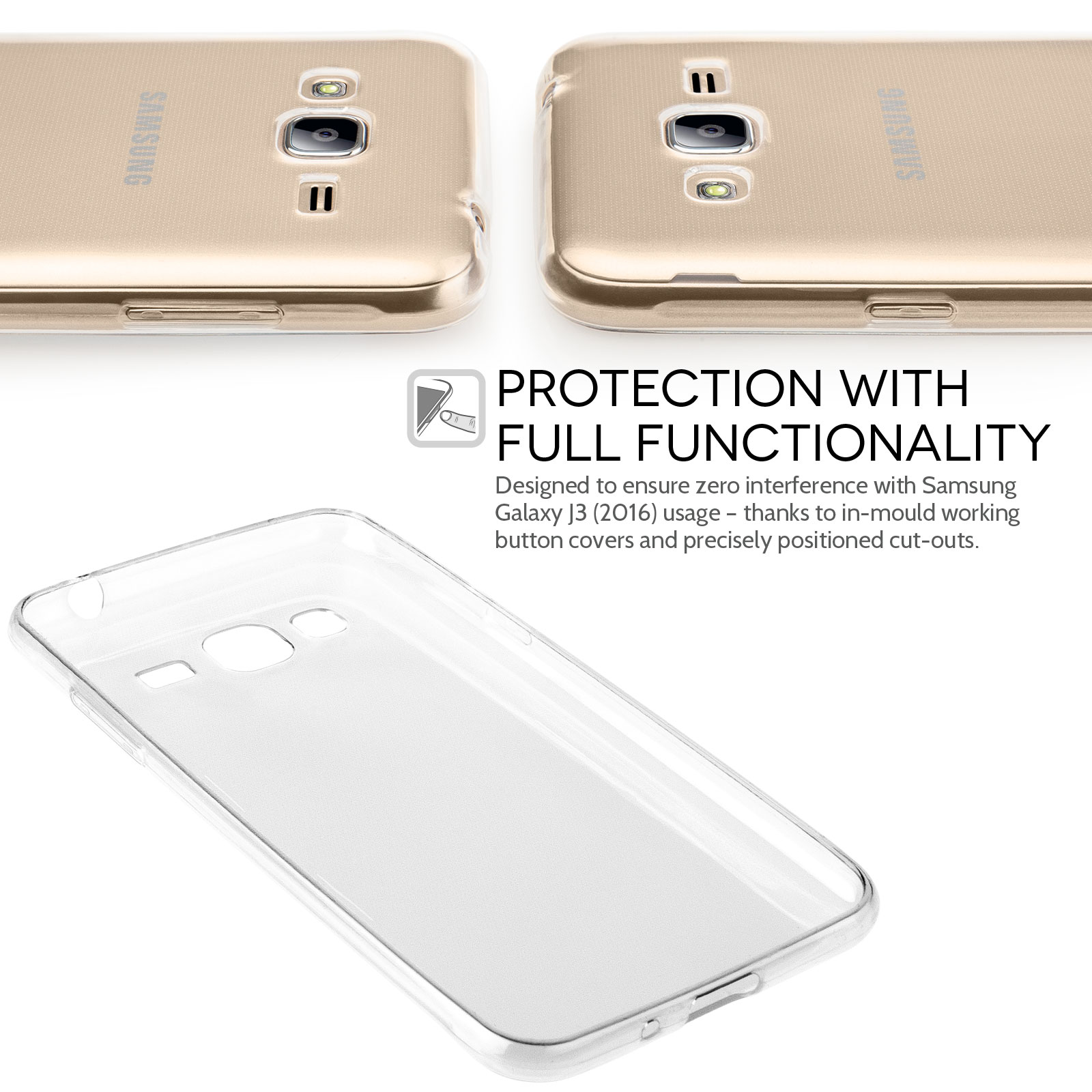 Yousave Accessories Samsung Galaxy J3 Ultra Thin Clear Gel Case