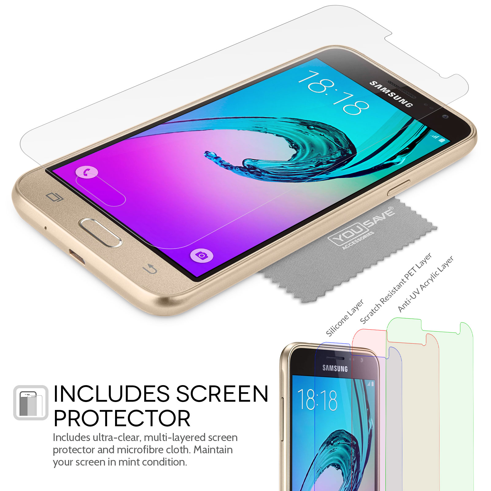 Yousave Accessories Samsung Galaxy J3 Ultra Thin Clear Gel Case