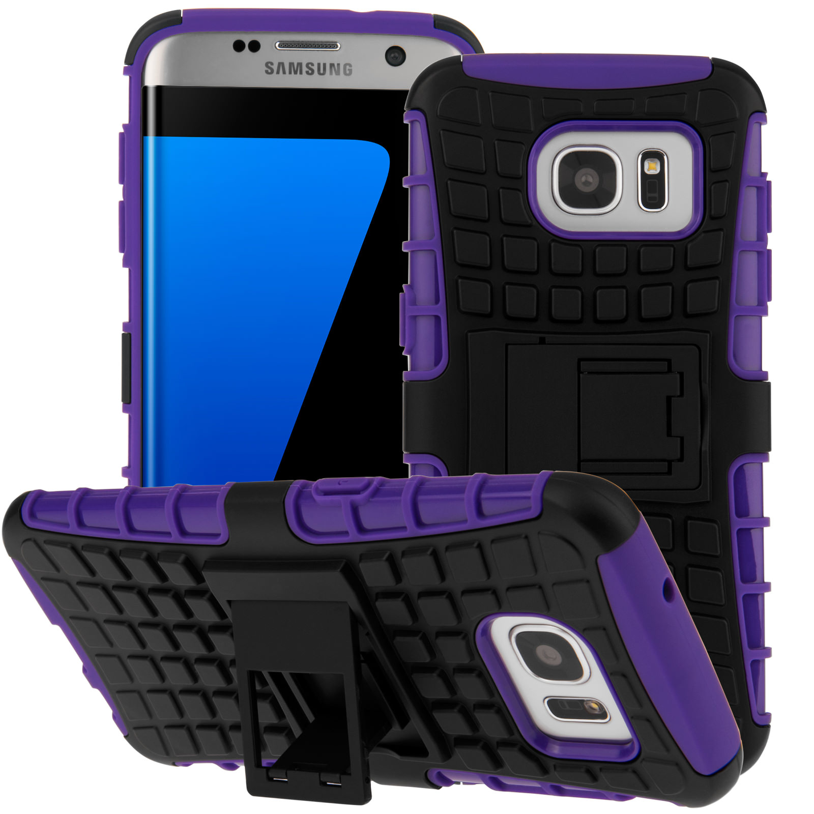 YouSave Accessories Samsung Galaxy S7 Edge Stand Combo Case - Purple