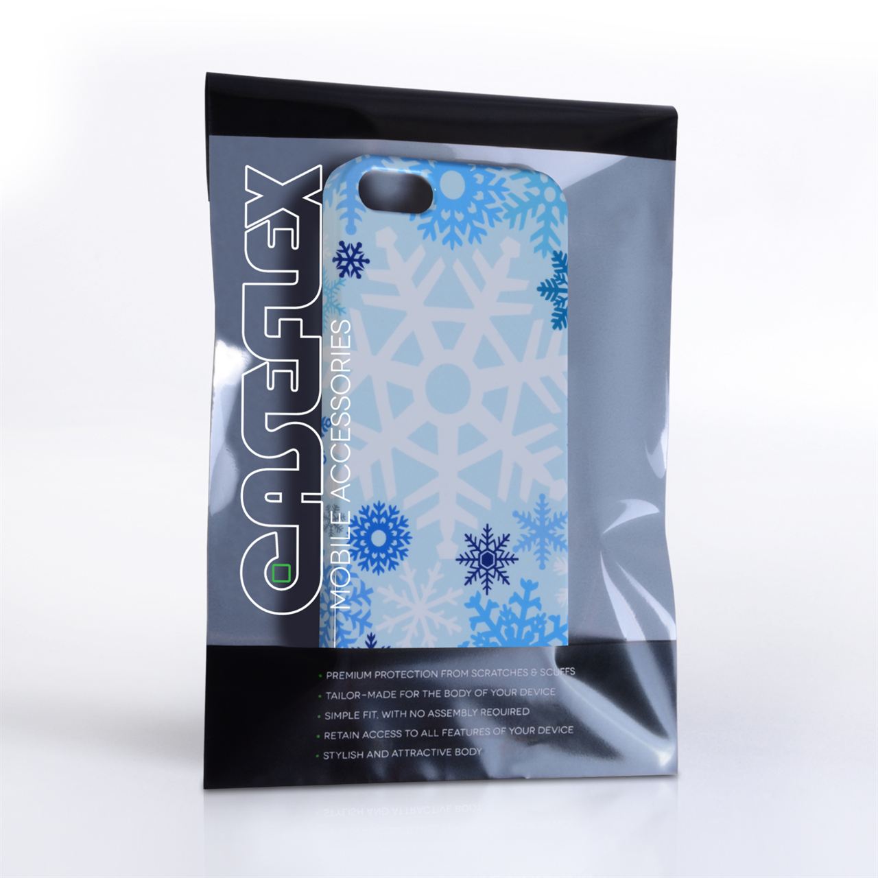 Caseflex iPhone SE Winter Christmas Snowflake Cover – Blue