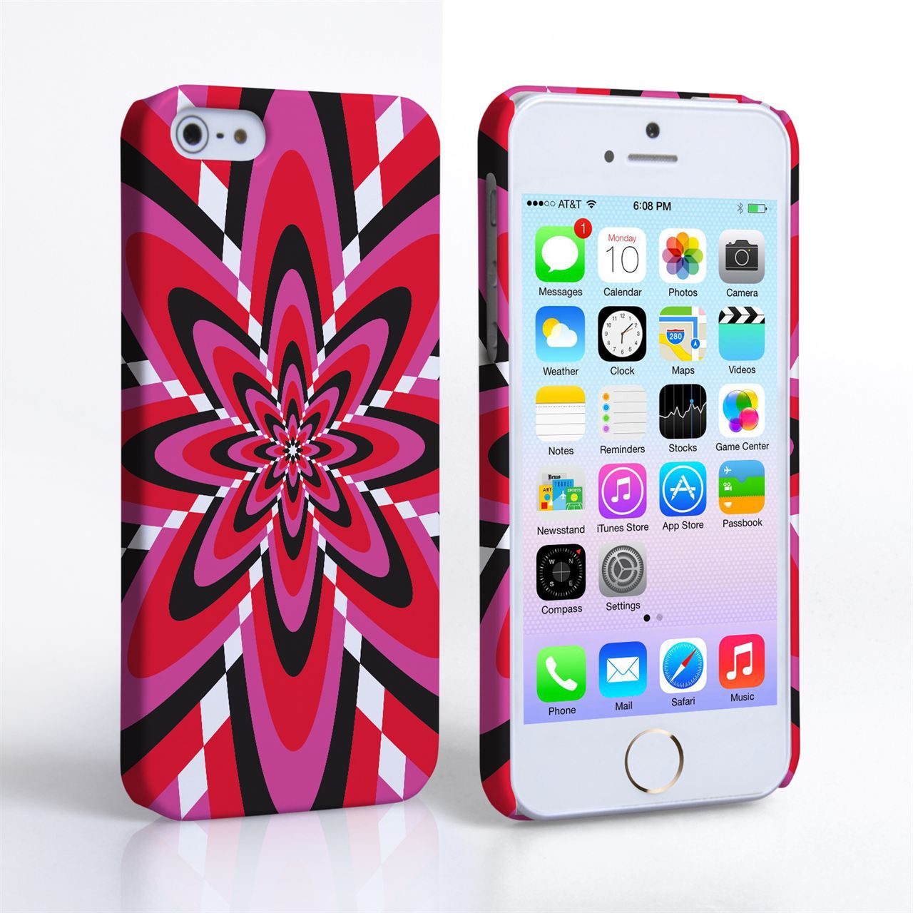 Caseflex iPhone SE Retro Pattern Hard Case - Pink and Red