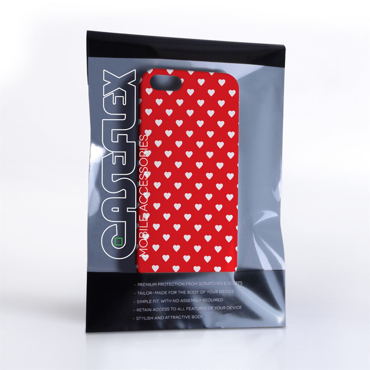Caseflex iPhone SE Cute Hearts Case - Red
