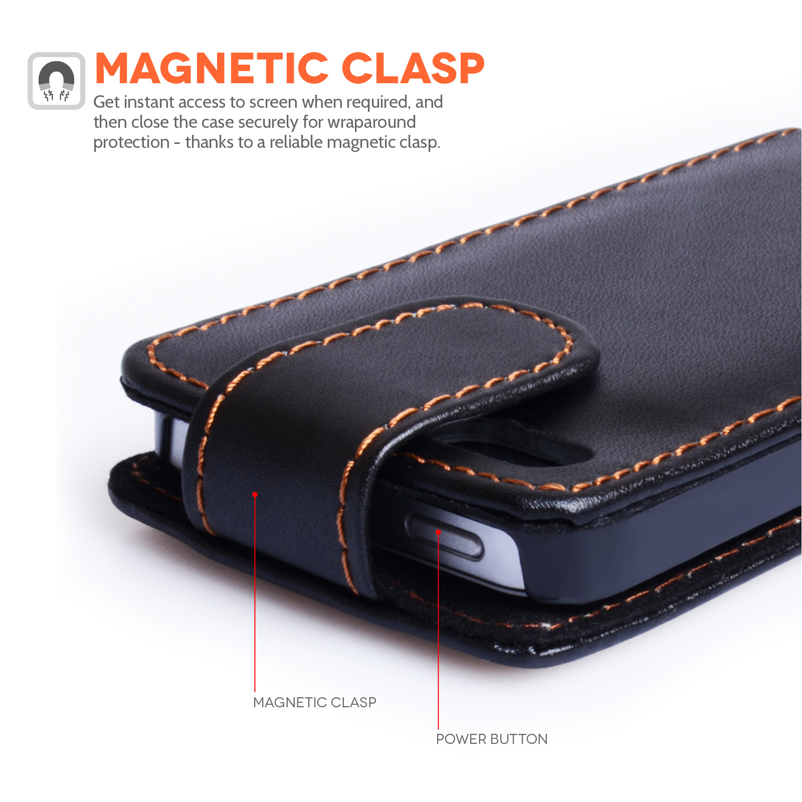 YouSave Accessories iPhone SE Leather Effect Flip Case - Black