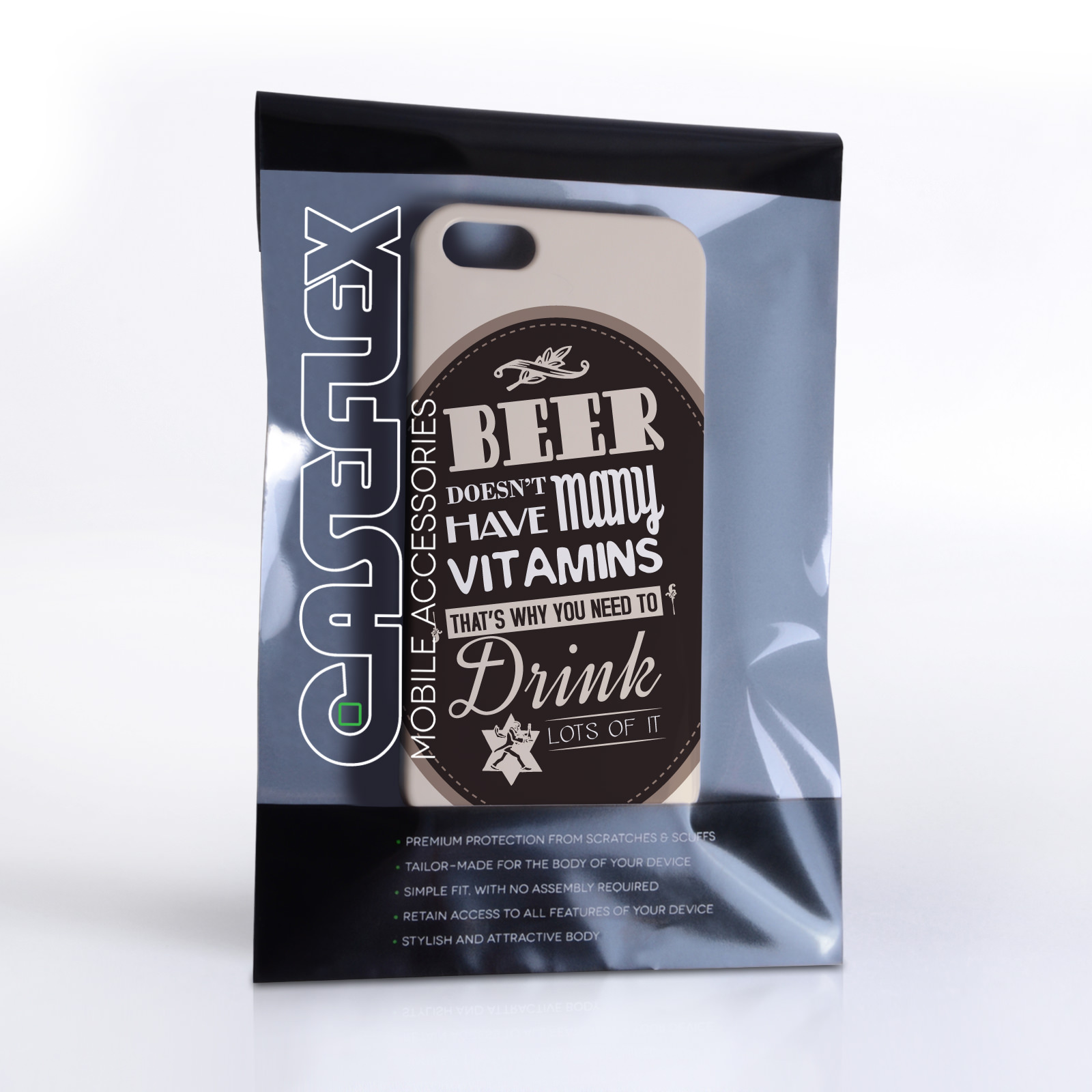 Caseflex iPhone SE Beer Label Quote Hard Case – Brown