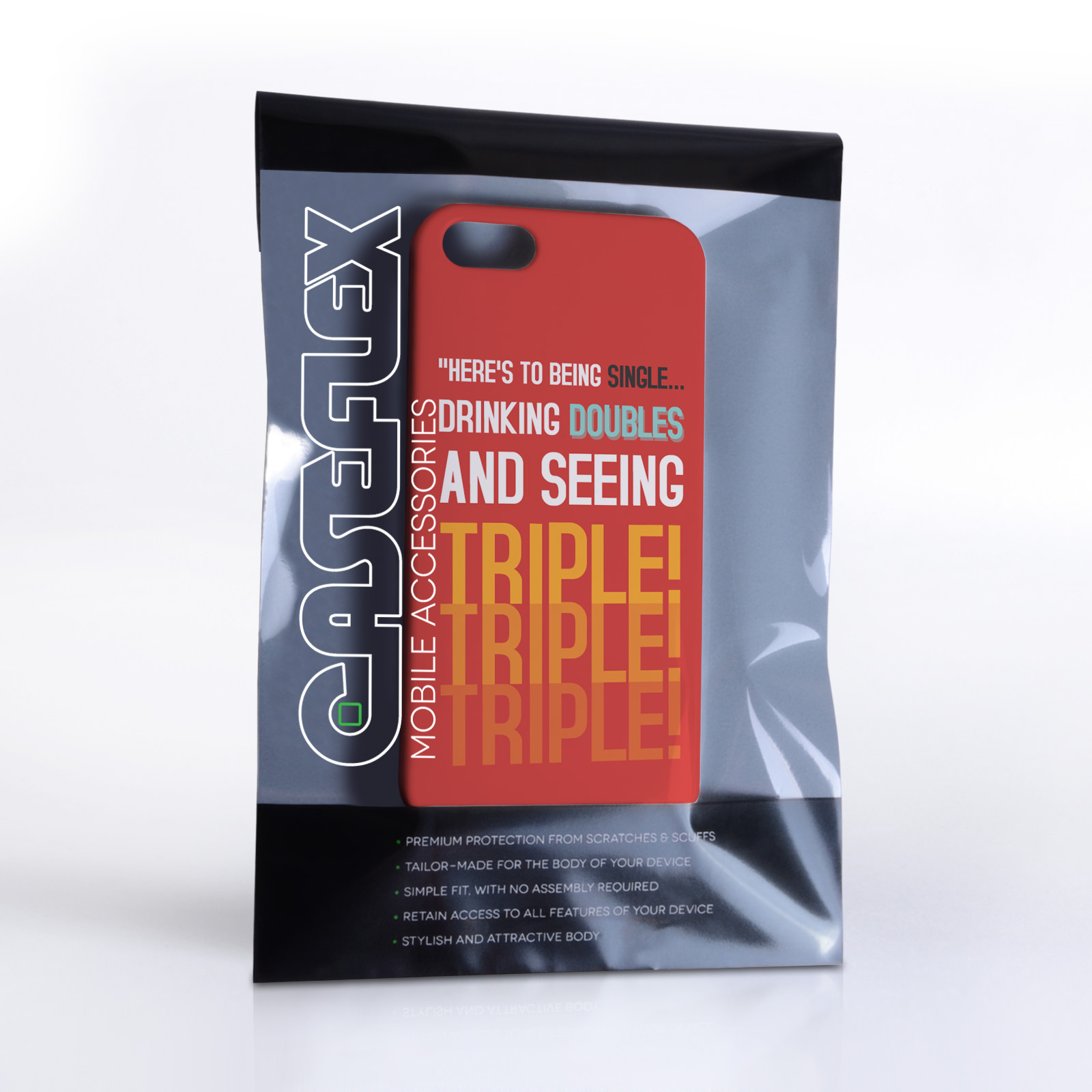 Caseflex iPhone SE Single, Double, Triple Quote Hard Case – Red