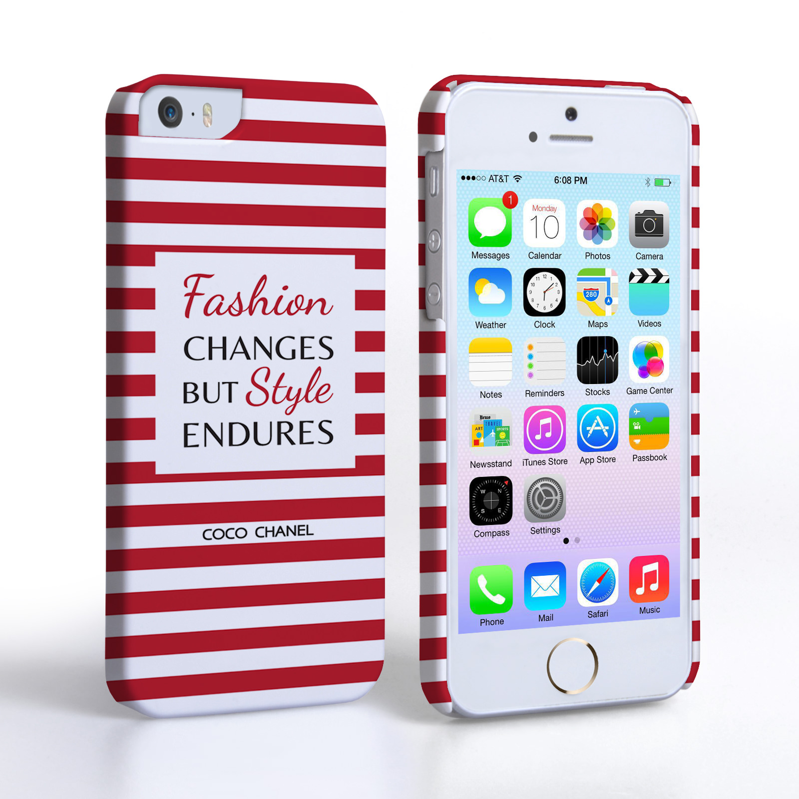 Caseflex iPhone SE Chanel ‘Fashion Changes’ Quote Case – Red and White