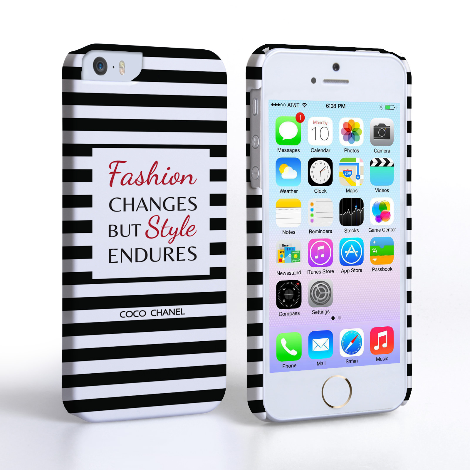 Caseflex iPhone SE Chanel ‘Fashion Changes’ Quote Case – Black and White